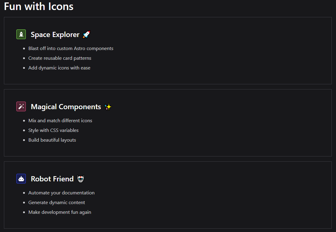 Result, with custom icons