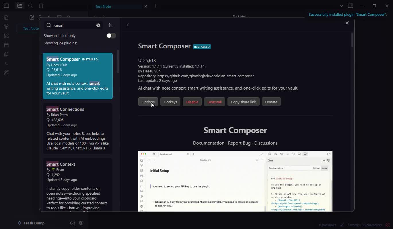 Smart Composer Provider Settings
