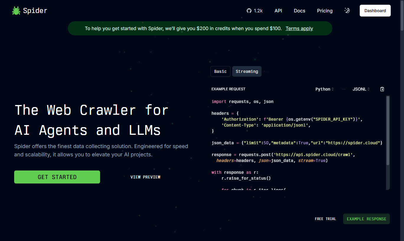 Spider.Cloud Homepage Screenshot